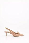 Valentino Rockstud Bow Slingback patent leather pump with 60mm heel, featuring pointed toe and signature stud accents.