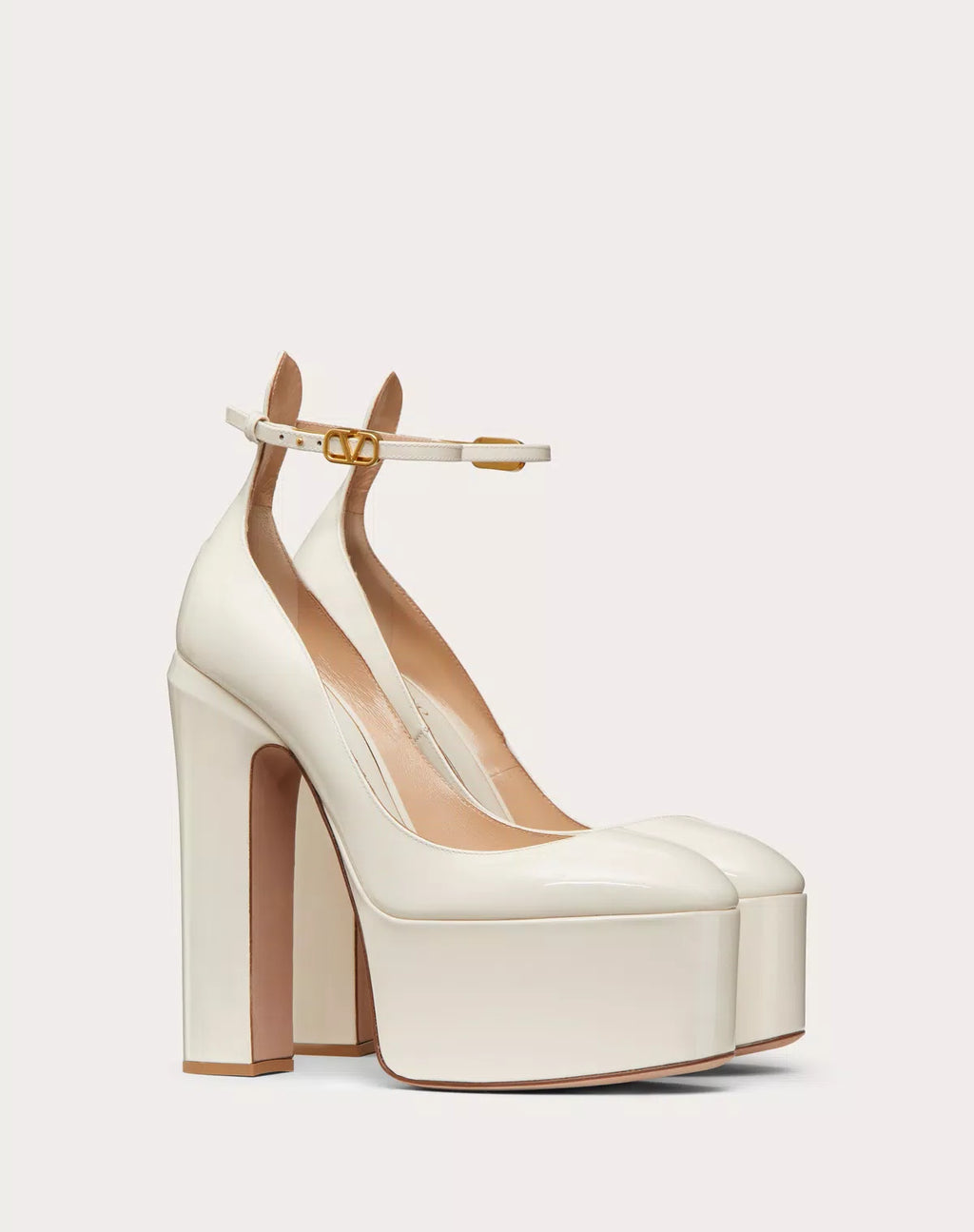 Valentino Garavani Tan-go patent leather platform pumps, 155mm high heels, stylish women's shoes with elegant design.