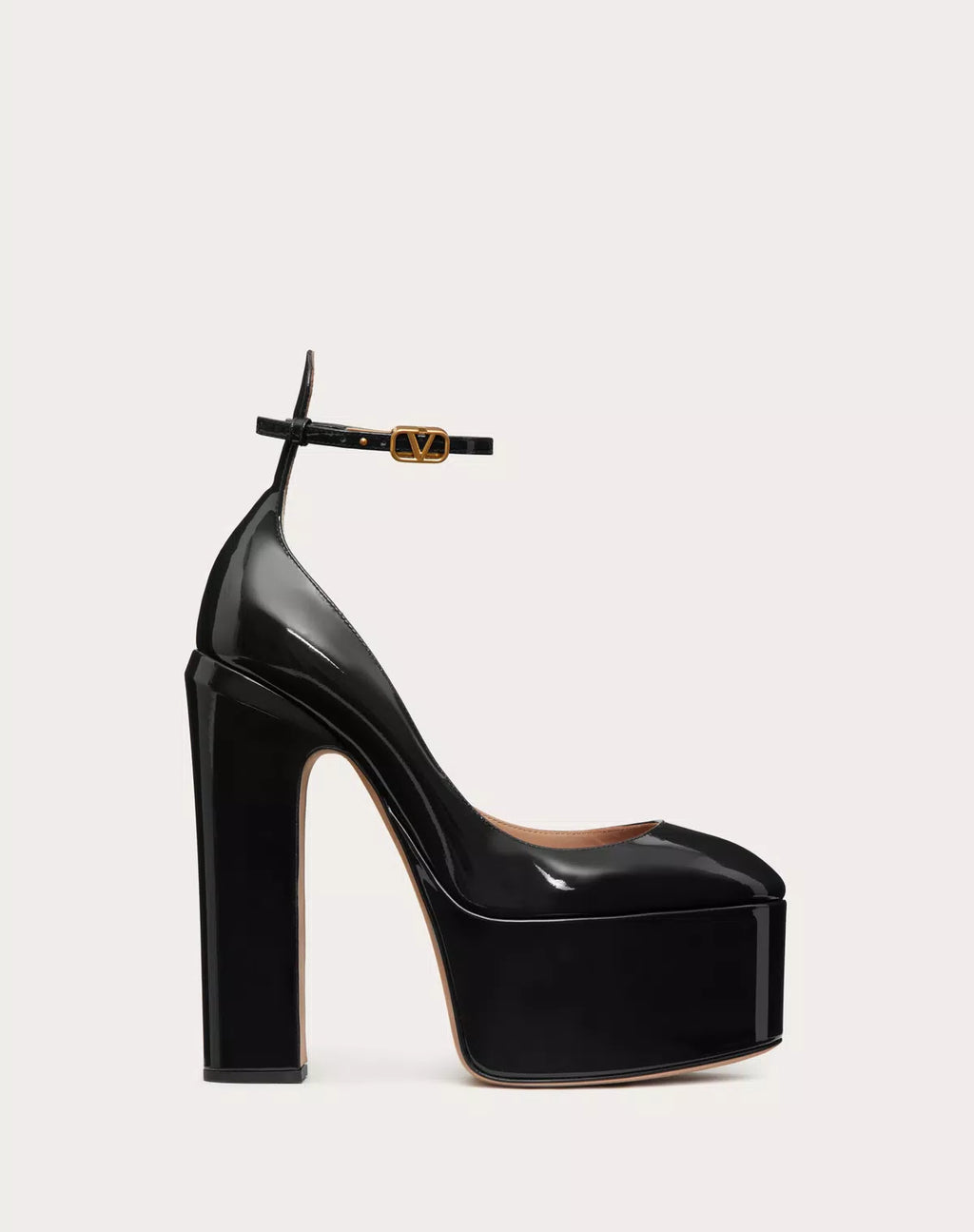 Valentino Garavani Tan-go platform pump in patent leather with 155mm heel, stylish women's shoes featuring a sleek design.
