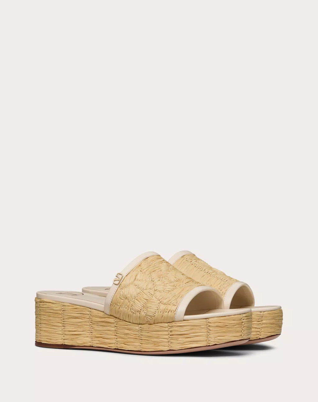 Raflower Flatform Slide Sandal in Raffia 45mm