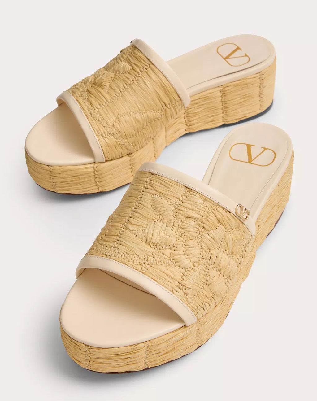 Raflower Flatform Slide Sandal in Raffia 45mm