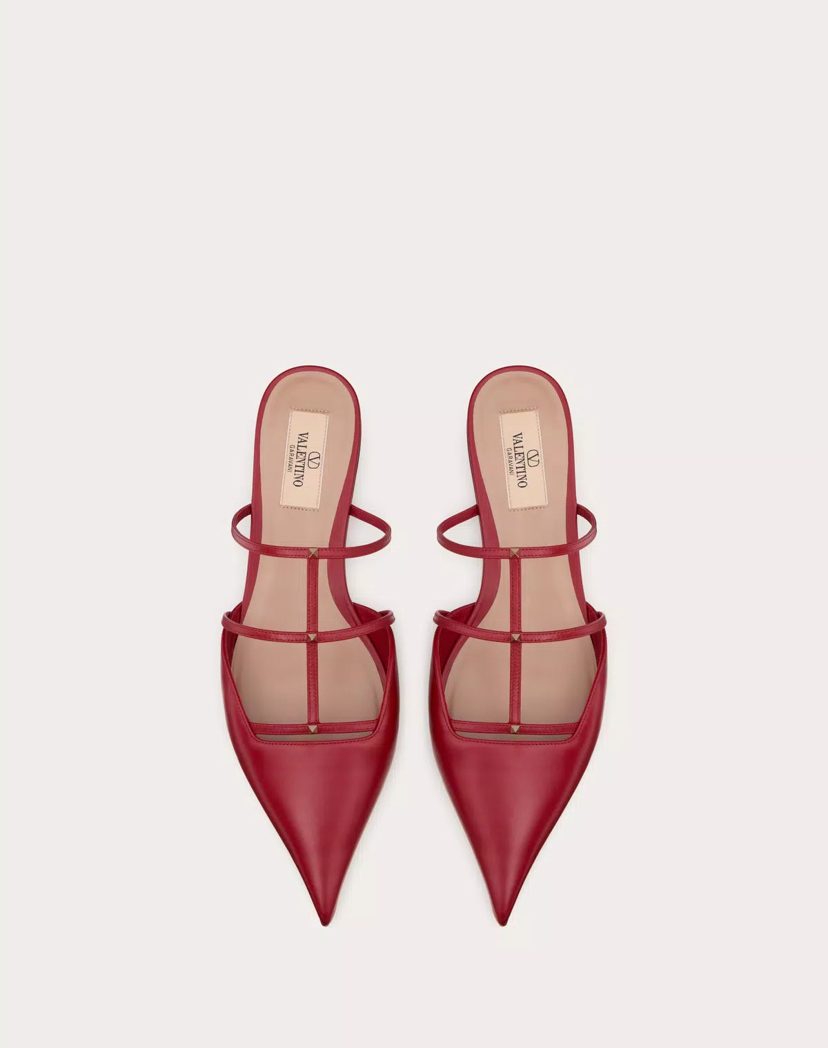 Valentino Rockstud Wispy Calfskin Mule, 20mm women’s shoes with studded design and sleek silhouette, displayed on a neutral background.