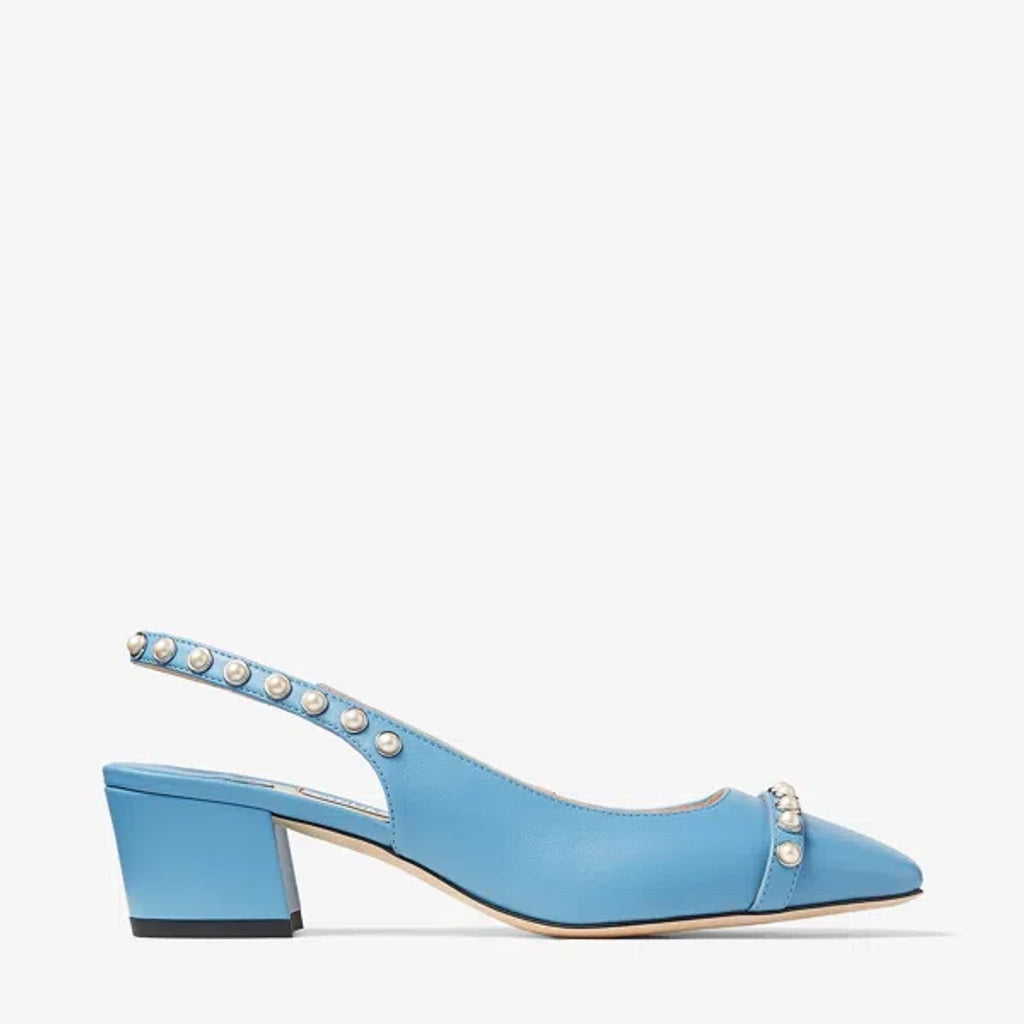 Jimmy Choo Blue Pearl-Adorned Heels