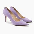 Lavender suede pointed-toe stiletto pumps by Jimmy Choo for women, stylish and elegant footwear with sleek design.
