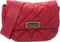 Marc Jacobs women's quilted nylon crossbody bag with adjustable strap and utility design, featuring a sleek, padded exterior.