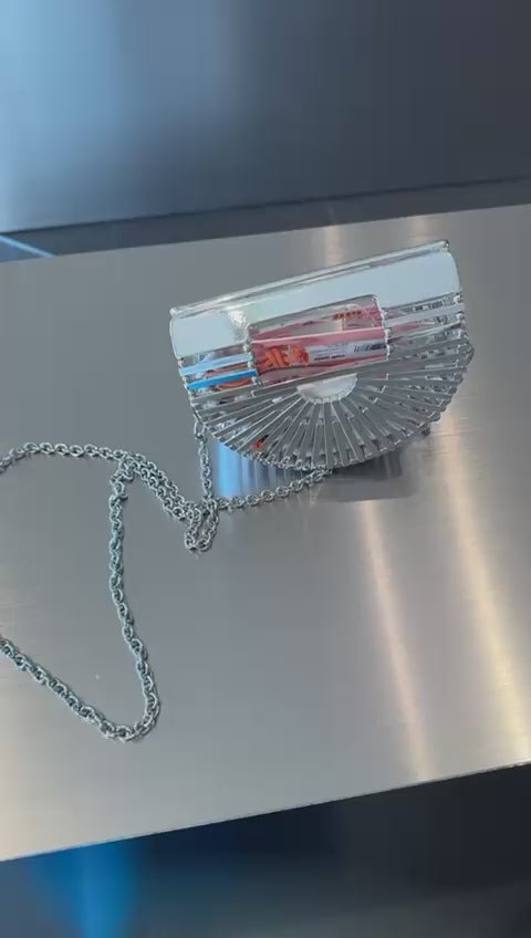Cult Gaia Nano Ark Crossbody Bag in a Metallic Silver Finish