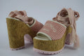 Jimmy Choo Gal Raffia Cork ankle-tie platform sandals for women, featuring woven raffia and cork sole with ankle straps.