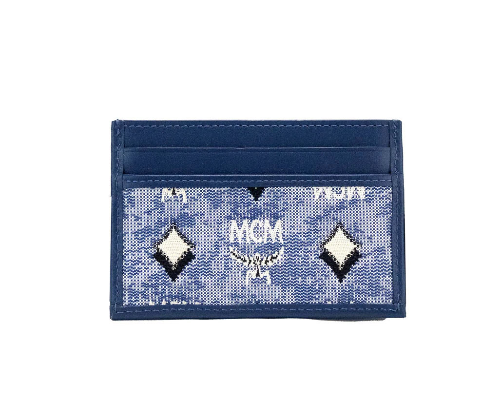 MCM Veritas monogrammed women’s card case with sleek leather design and compact style, ideal for organizing credit cards and IDs.